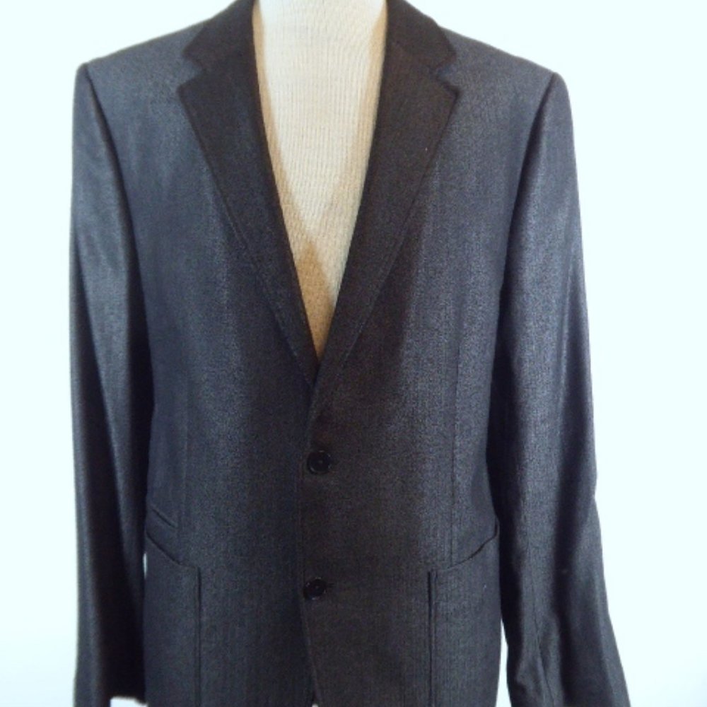 NEW THEORY BLACK HERRINGBONE JACKET Blazer 44